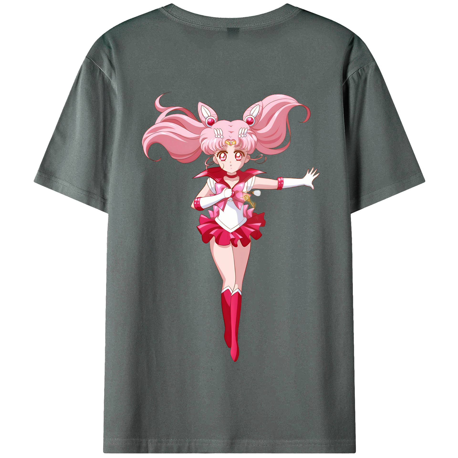 （画像用） 美少女戦士セーラームーン ちびうさ Sailor Moon Chibiusa Tsukino Usagi Small Lady Serenity 綿100％半袖Tシャツ（背面プリント）